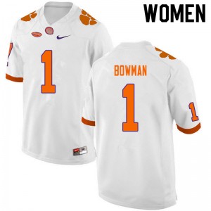 Women Demarkcus Bowman White Clemson Tigers College Football #1 Jersey 629259-803