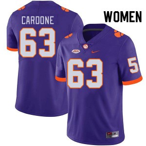 Women Dominic Cardone Purple Clemson Tigers College Football #63 Jersey 685898-307
