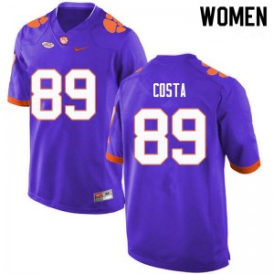 Women Drew Costa Purple Clemson Tigers College Football #89 Jersey 727711-548