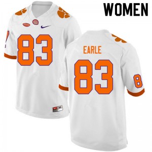 Women Hampton Earle White Clemson University College Football #83 Jersey 955934-824