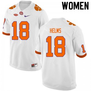 Women Hunter Helms White Clemson Tigers College Football #18 Jersey 903439-437