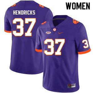 Women Jacob Hendricks Purple Clemson University College Football #37 Jersey 306809-689