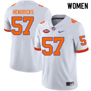 Women Jacob Hendricks White Clemson College Football #57 Jersey 593523-965