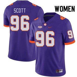 Women Jaheim Scott Purple Clemson College Football #96 Jersey 922924-288