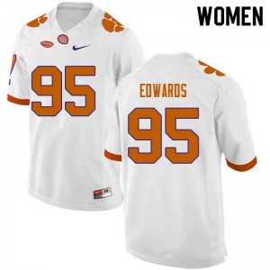 Women James Edwards White Clemson Tigers College Football #95 Jersey 639716-304
