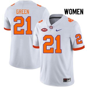 Women Jarvis Green White Clemson National Championship College Football #21 Jersey 417405-826