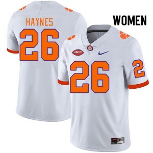 Women Jay Haynes White Clemson University College Football #26 Jersey 330267-665