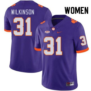 Women Joe Wilkinson Purple CFP Champs College Football #31 Jersey 697952-841