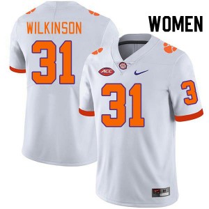 Women Joe Wilkinson White Clemson Tigers College Football #31 Jersey 707524-277