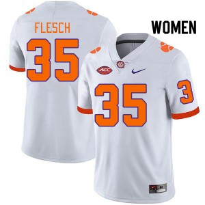 Women Joseph Flesch White Clemson National Championship College Football #35 Jersey 196571-854