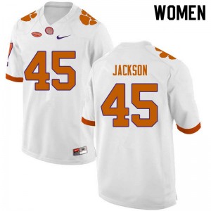 Women Josh Jackson White Clemson Tigers College Football #45 Jersey 387994-266