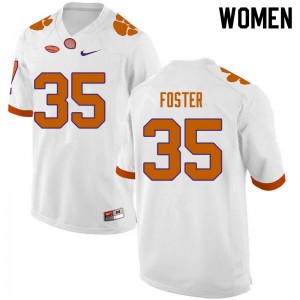 Women Justin Foster White Clemson National Championship College Football #35 Jersey 262302-405
