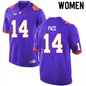 Women Kobe Pace Purple Clemson Tigers College Football #14 Jersey 452490-734