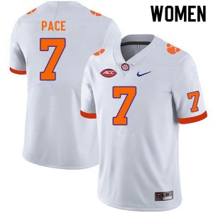 Women Kobe Pace White Clemson College Football #7 Jersey 271299-269