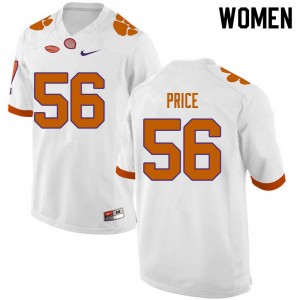 Women Luke Price White Clemson National Championship College Football #56 Jersey 435786-213