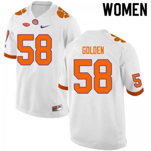 Women Maddie Golden White Clemson University College Football #58 Jersey 595626-803
