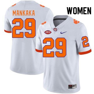 Women Michael Mankaka White Clemson University College Football #29 Jersey 157646-822
