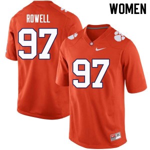 Women Nick Rowell Orange Clemson University College Football #97 Jersey 366942-306
