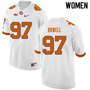 Women Nick Rowell White Clemson Tigers College Football #97 Jersey 166089-112