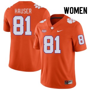 Women Nolan Hauser Orange Clemson University College Football #81 Jersey 686275-235