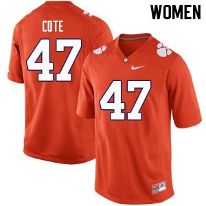 Women Peter Cote Orange Clemson National Championship College Football #47 Jersey 594037-749