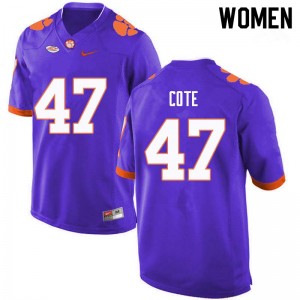 Women Peter Cote Purple Clemson University College Football #47 Jersey 278903-498