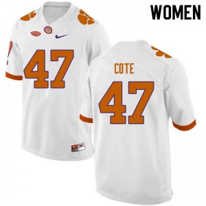 Women Peter Cote White Clemson University College Football #47 Jersey 791167-990