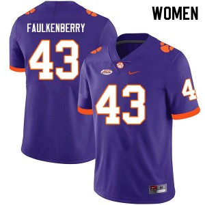 Women Riggs Faulkenberry Purple Clemson University College Football #43 Jersey 131369-440