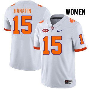 Women Ronan Hanafin White Clemson College Football #15 Jersey 611972-877