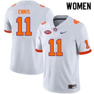 Women Sage Ennis White Clemson College Football #11 Jersey 136008-674