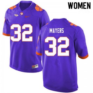 Women Sylvester Mayers Purple Clemson College Football #32 Jersey 669221-691