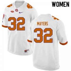 Women Sylvester Mayers White Clemson Tigers College Football #32 Jersey 353814-229