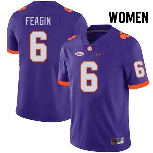 Women Tavoy Feagin Purple Clemson Tigers College Football #6 Jersey 697474-672
