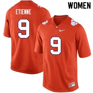 Women Travis Etienne Orange Clemson University College Football #9 Jersey 399312-716