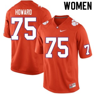 Women Trent Howard Orange Clemson College Football #75 Jersey 334732-792