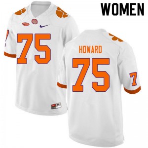 Women Trent Howard White Clemson College Football #75 Jersey 918323-653