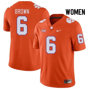 Women Tyler Brown Orange Clemson University College Football #6 Jersey 447244-596