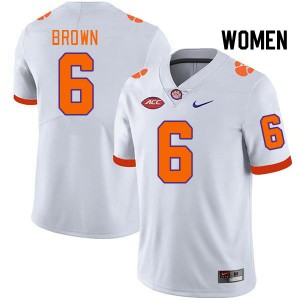 Women Tyler Brown White Clemson College Football #6 Jersey 374312-696