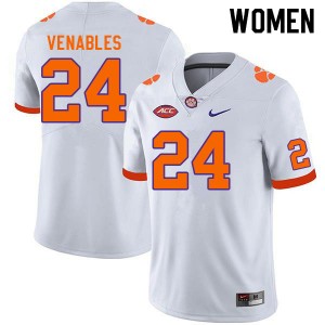 Women Tyler Venables White Clemson National Championship College Football #24 Jersey 479252-441