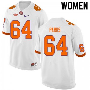 Women Walker Parks White Clemson College Football #64 Jersey 643129-227