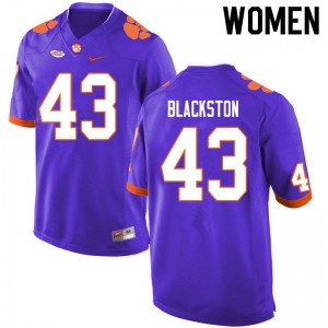 Women Will Blackston Purple Clemson Tigers College Football #43 Jersey 826141-857