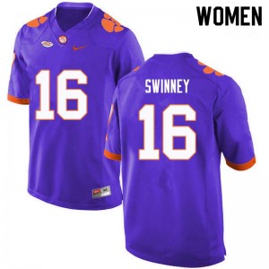 Women Will Swinney Purple Clemson College Football #16 Jersey 427156-239