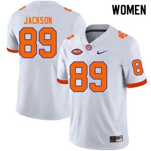 Women Zach Jackson White Clemson Tigers College Football #89 Jersey 804993-464