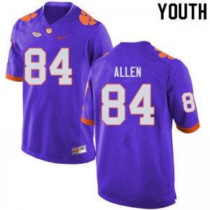 Youth Davis Allen Purple Clemson College Football #84 Jersey 248295-992