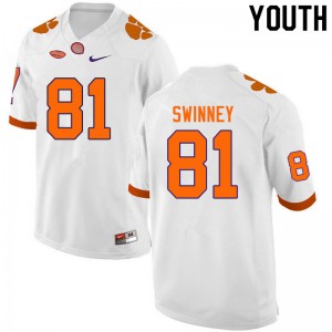 Youth Drew Swinney White Clemson University College Football #81 Jersey 618019-555