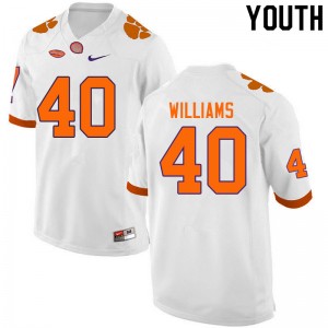 Youth Greg Williams White Clemson University College Football #40 Jersey 301376-310