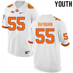 Youth Hunter Rayburn White Clemson University College Football #55 Jersey 137961-171