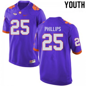 Youth Jalyn Phillips Purple Clemson National Championship College Football #25 Jersey 625602-366