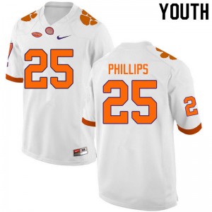 Youth Jalyn Phillips White Clemson Tigers College Football #25 Jersey 307376-612