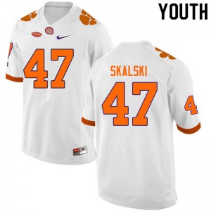 Youth James Skalski White Clemson National Championship College Football #47 Jersey 949169-129
